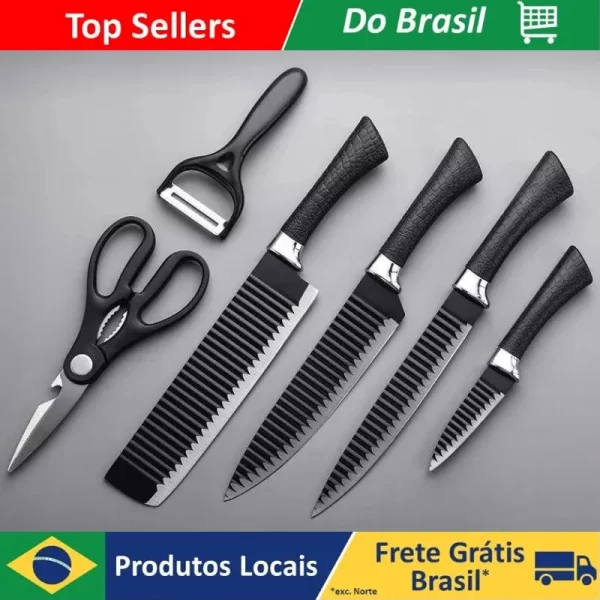 Conjunto 6 PCs de Facas Aço Inoxidável