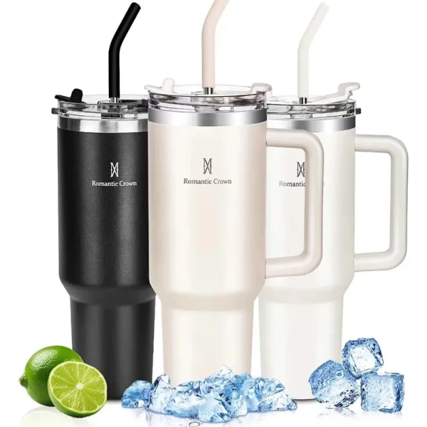Romantic Crown – Garrafa Térmica 1,2L com Alça, Tampa, Canudo de Inox e Escova