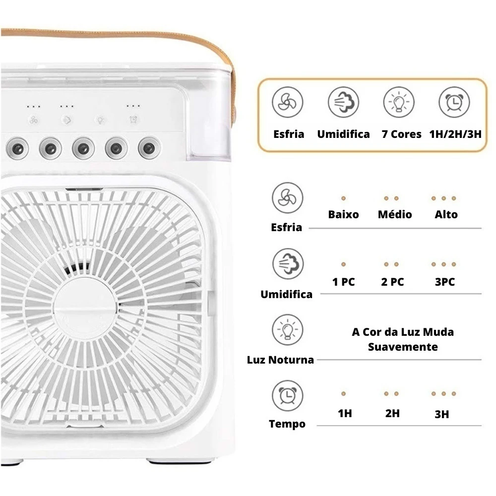 Ventilador Portátil + Umidificador com LED - Imagem 5