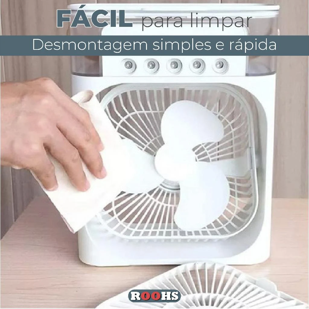 Ventilador Portátil + Umidificador com LED - Imagem 3